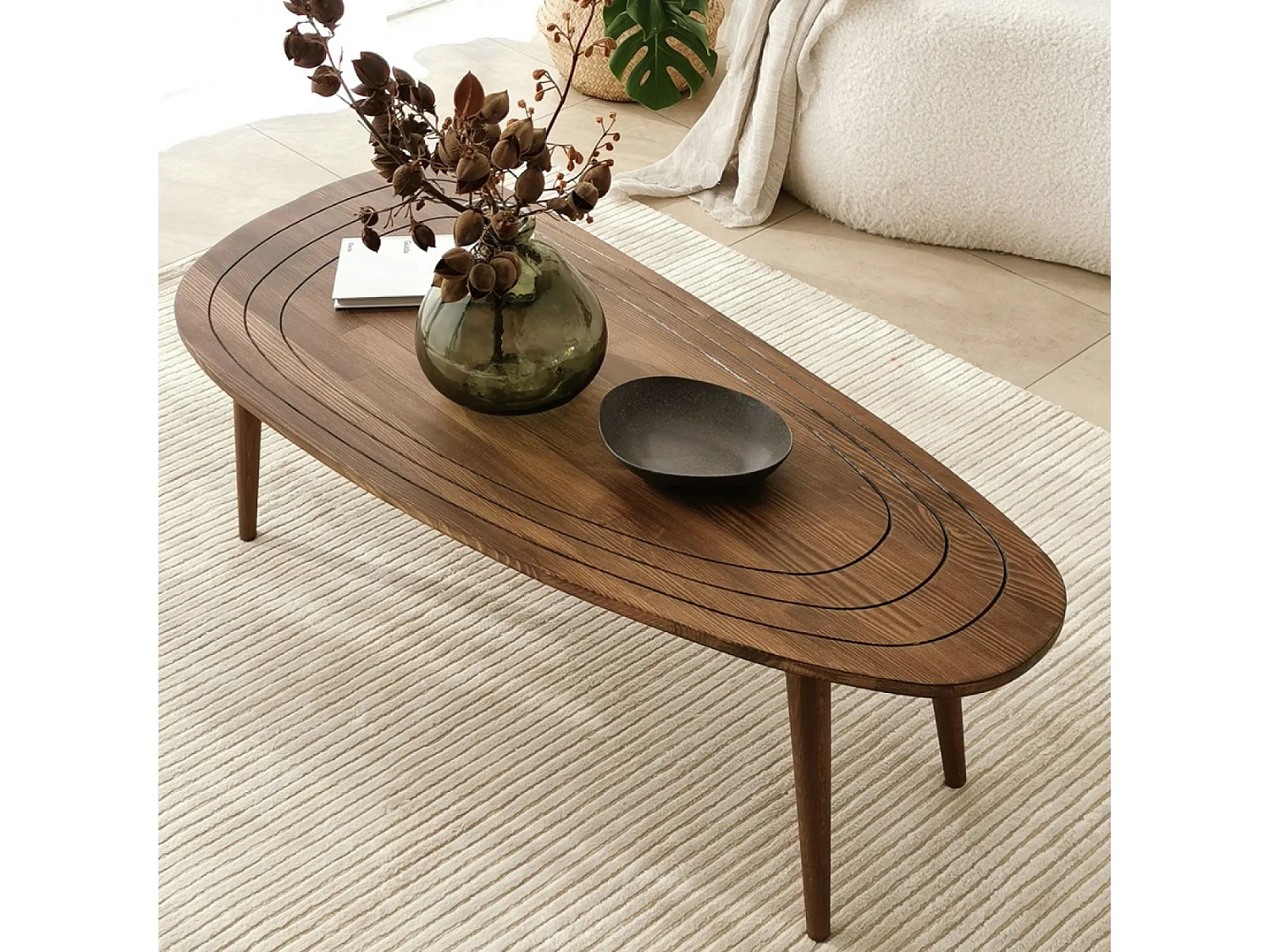 Donker houten salontafel RANA met opbergruimte - Eigentijdse stijl