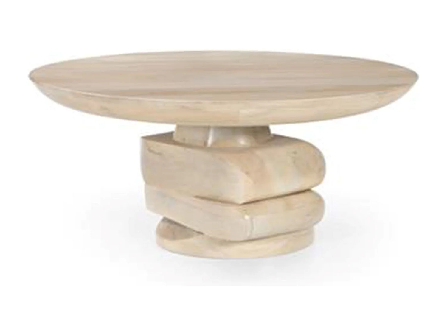 Table basse, table de salon ronde en bois de manguier coloris naturel - diamètre 80 x Hauteur 39 cm