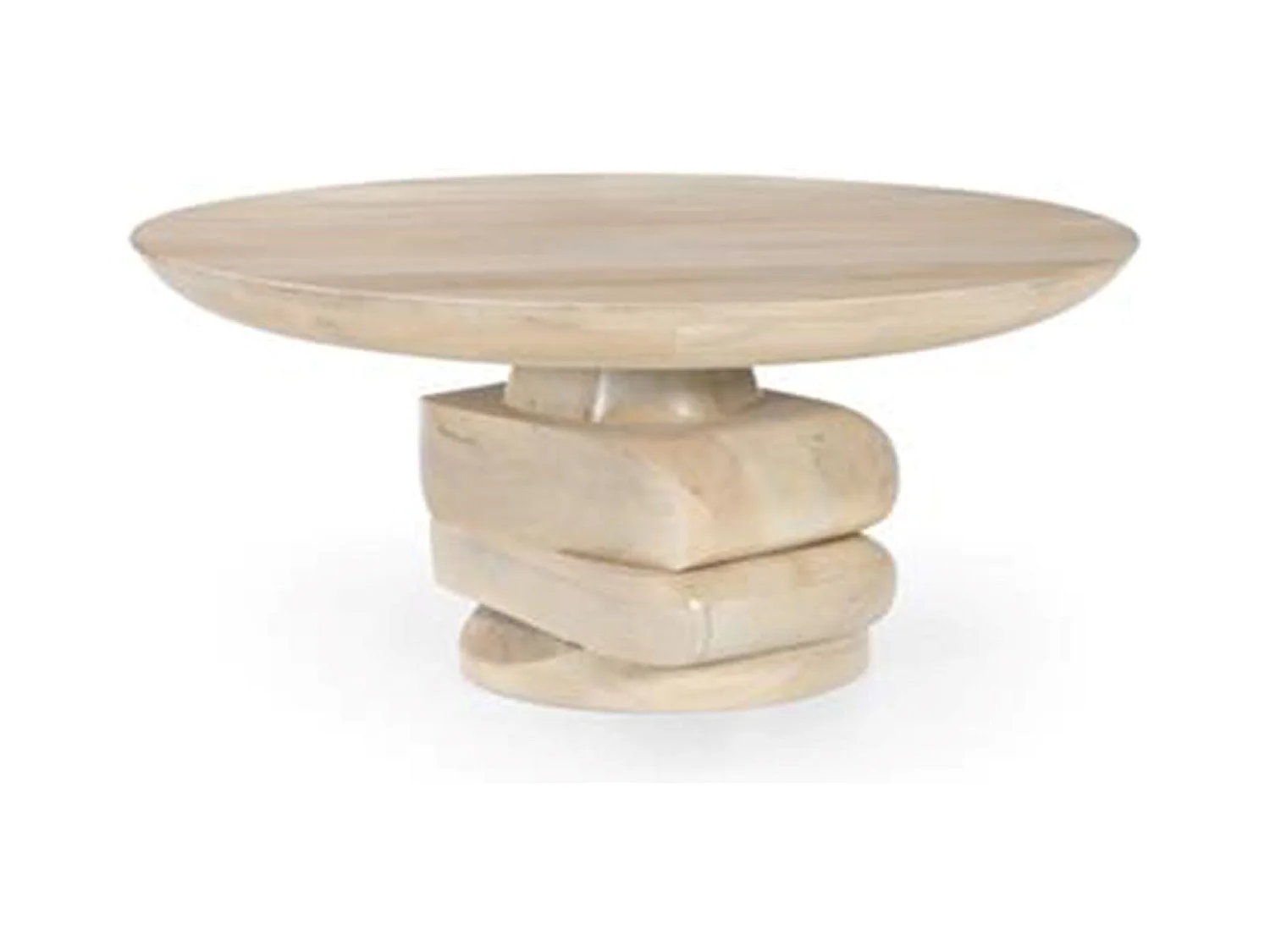 Table basse, table de salon ronde en bois de manguier coloris naturel - diamètre 80 x Hauteur 39 cm