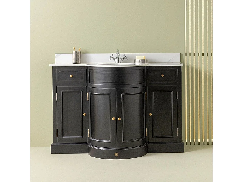 Badezimmerschrank aus massivem schwarzem Holz L131 cm - HAUSSMANN