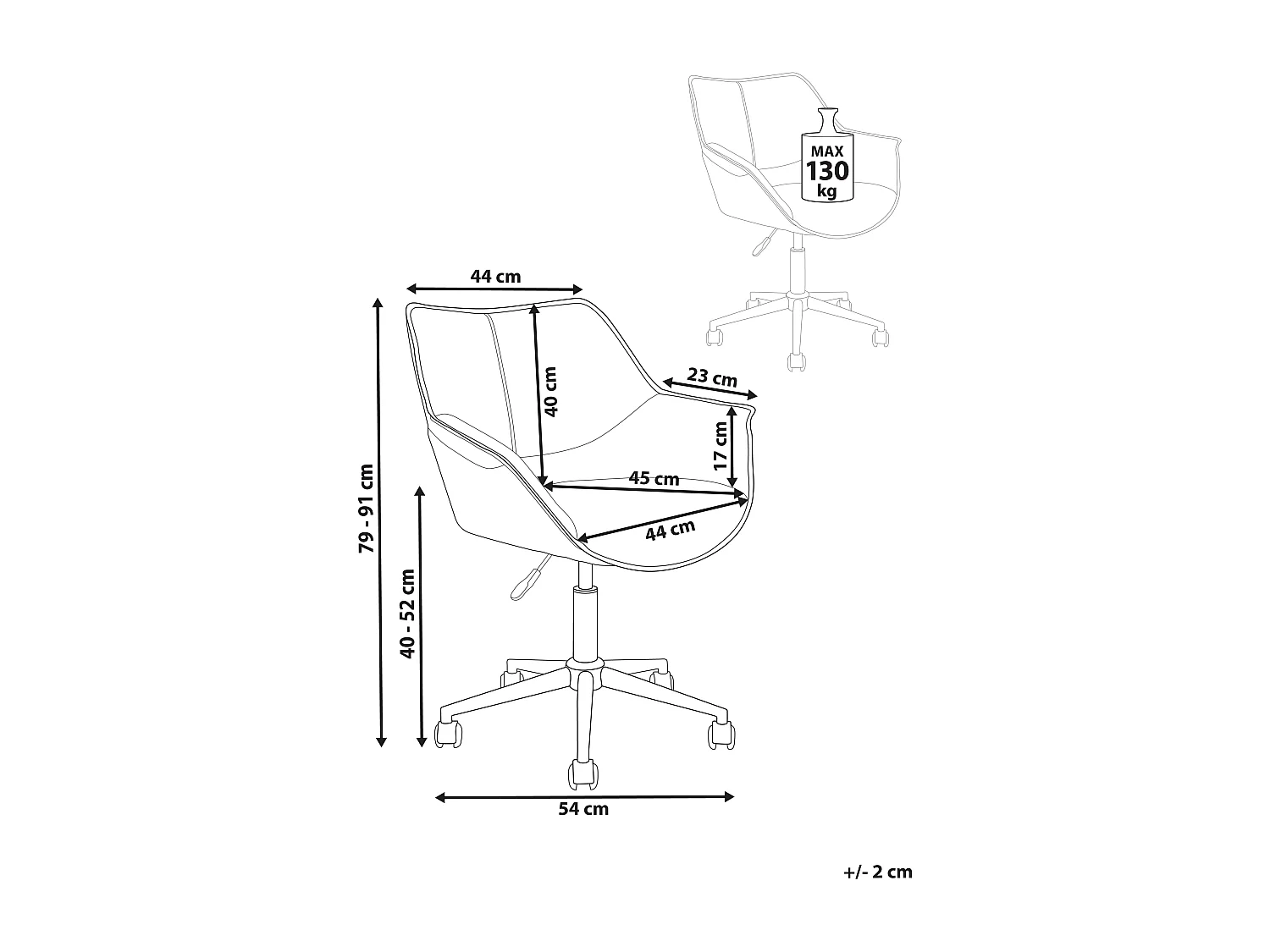 Chaise de bureau NEWDALE Cuir PU Marron clair