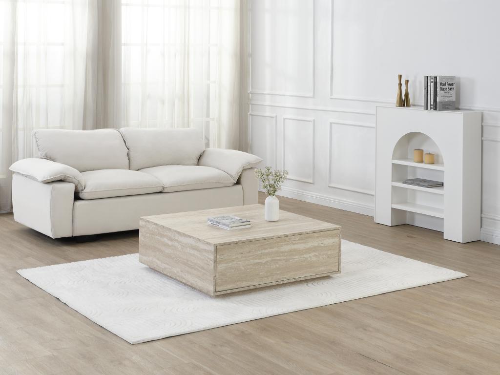 Couchtisch mit 2 Schubladen - MDF - Travertin-Optik Beige - ANTRIM von Pasc günstig online kaufen