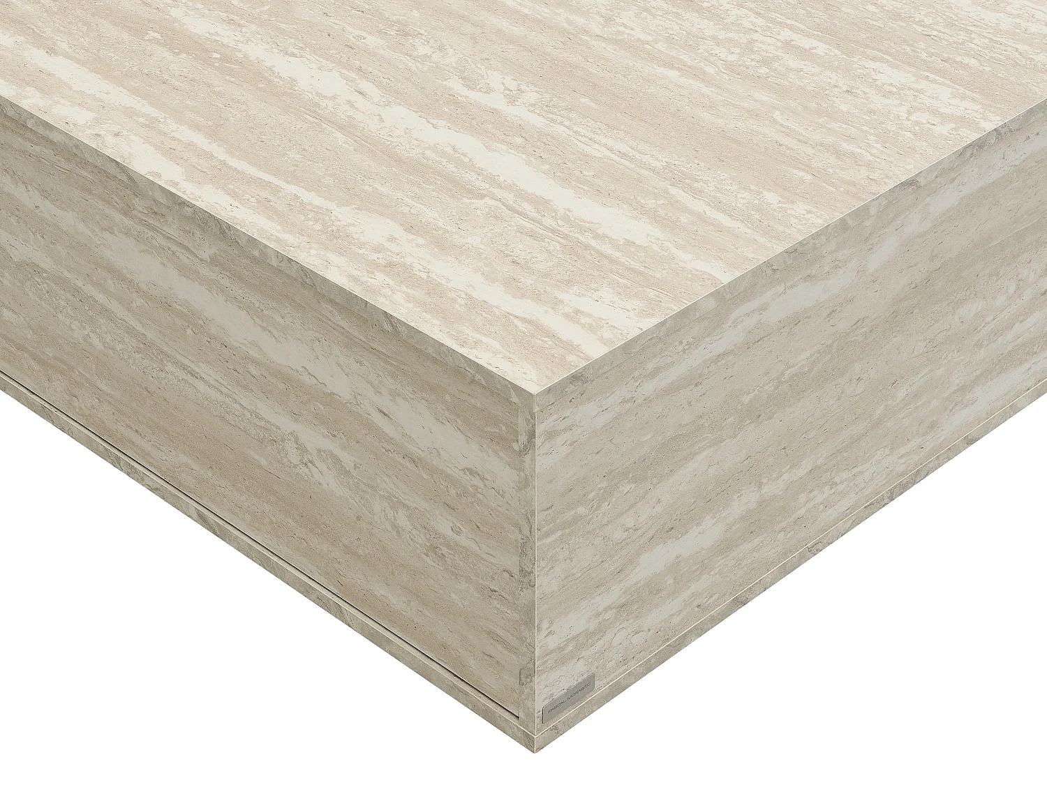 Table basse avec 2 tiroirs en MDF - L90 cm - Effet travertin beige - ANTRIM de Pascal Morabito