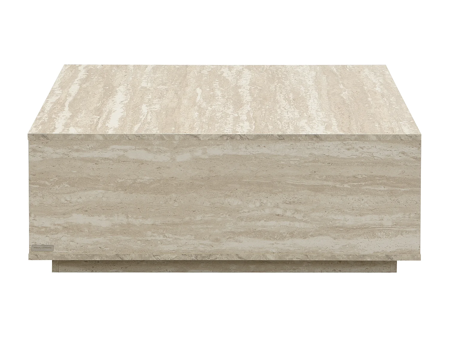 Table basse avec 2 tiroirs en MDF - L90 cm - Effet travertin beige - ANTRIM de Pascal Morabito