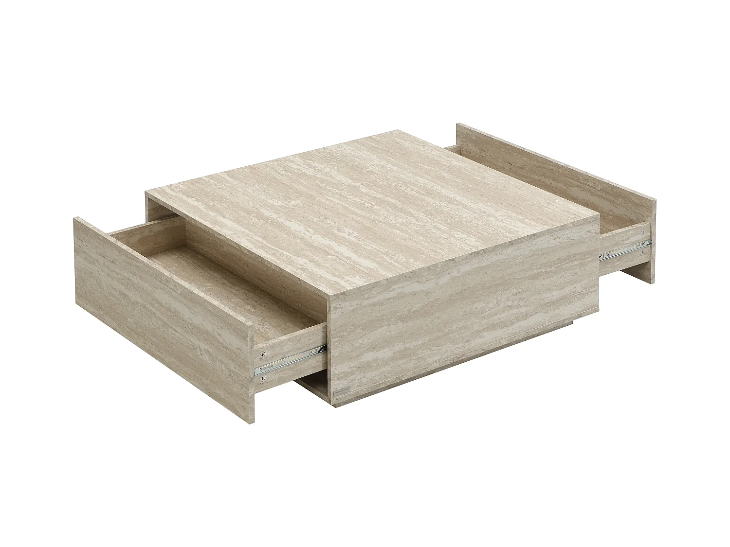 Table basse avec 2 tiroirs en MDF - L 90 cm - Effet travertin beige - ANTRIM de Pascal Morabito