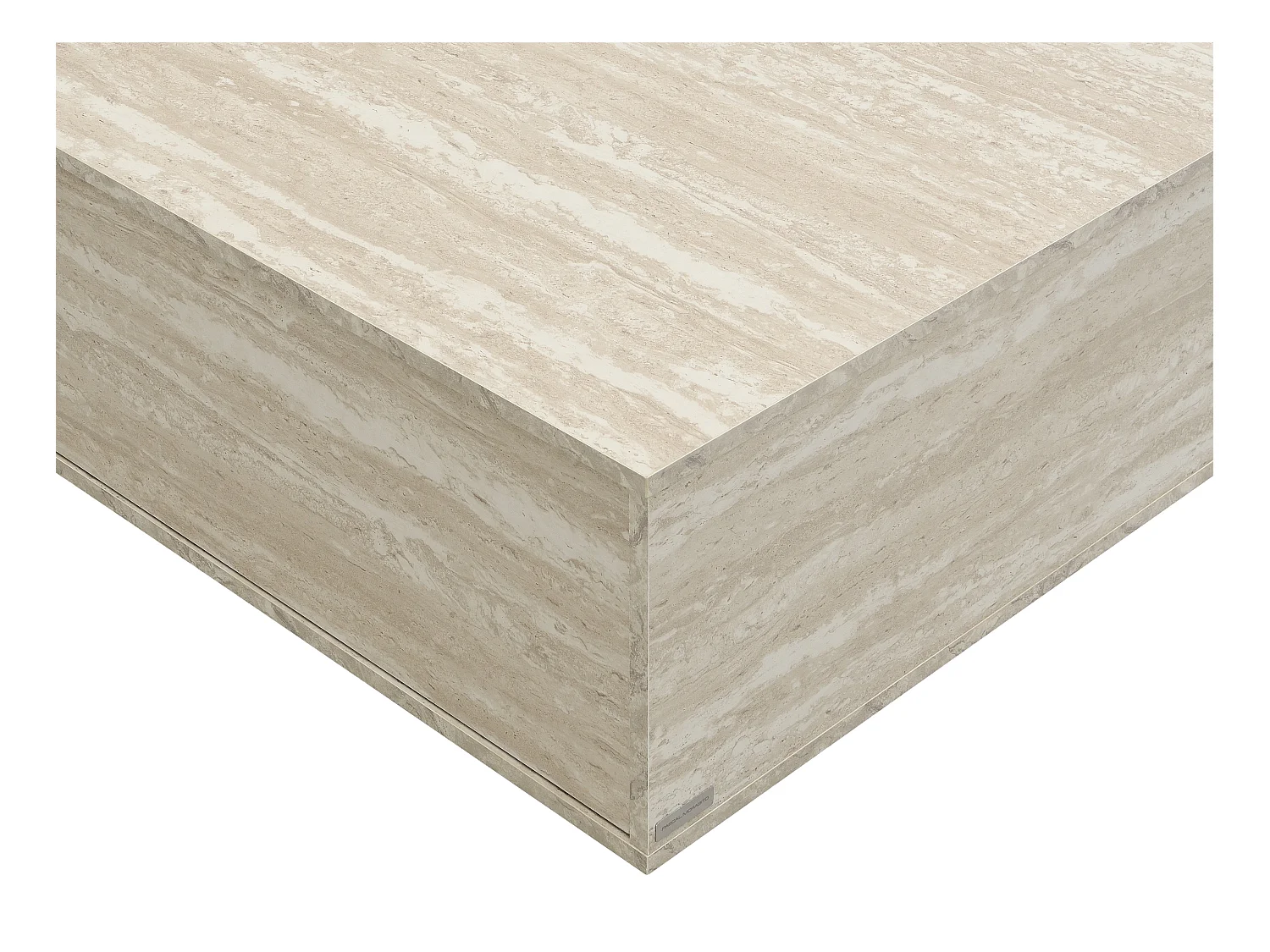 Table basse avec 2 tiroirs en MDF - L 90 cm - Effet travertin beige - ANTRIM de Pascal Morabito