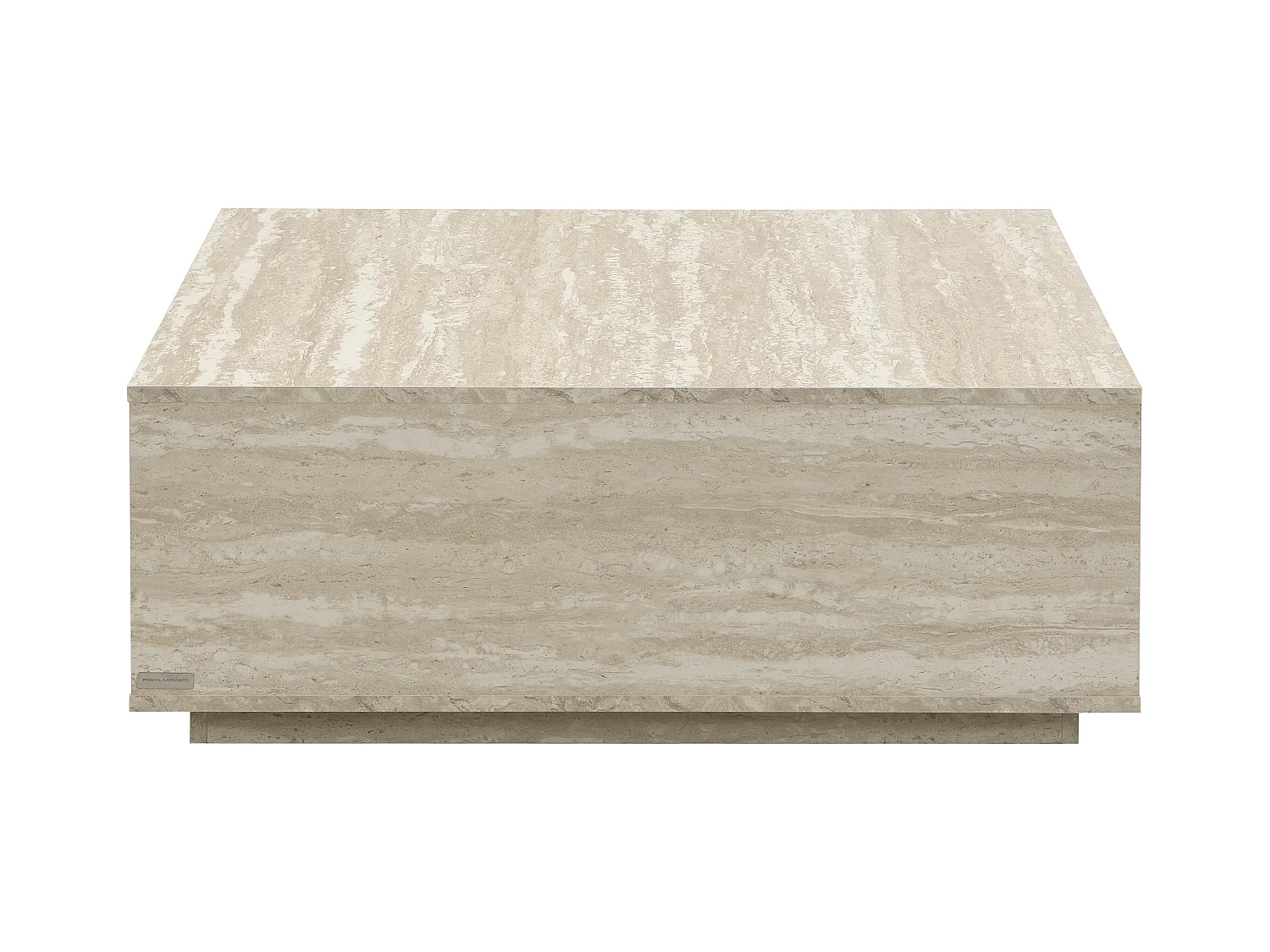 Table basse avec 2 tiroirs en MDF - L 90 cm - Effet travertin beige - ANTRIM de Pascal Morabito