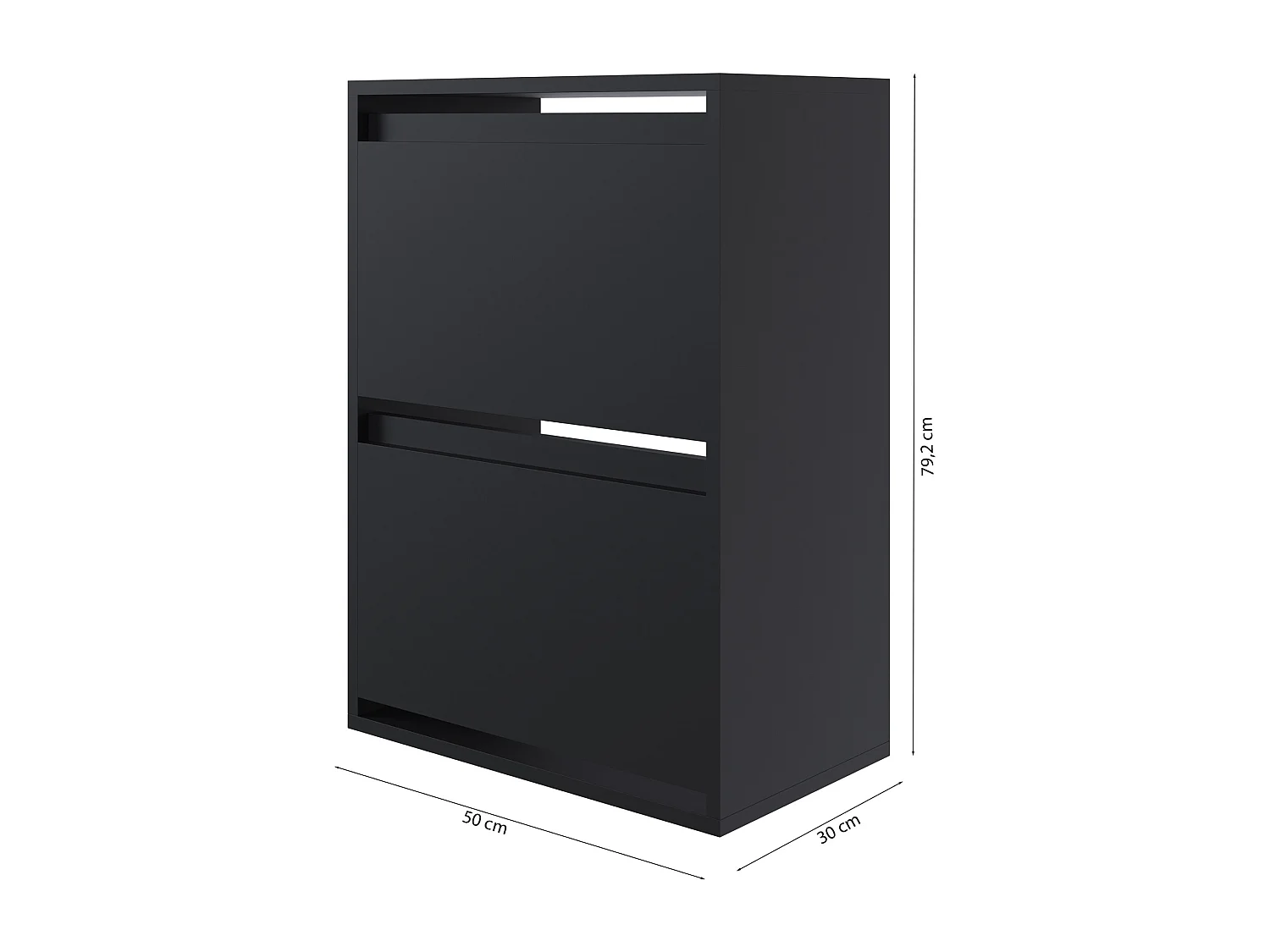 Mueble zapatero colgante 2 puertas - 50 cm - negro - BEMMI