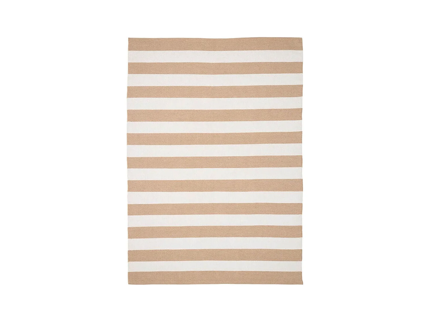RUDY - Tapis 200x300cm PET Recyclé Rayé Beige et Blanc
