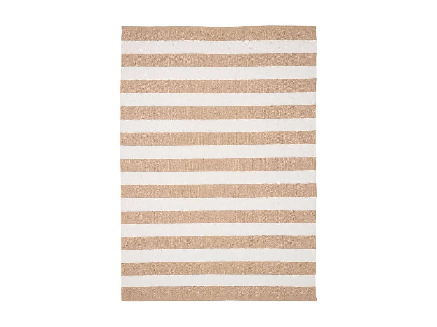 RUDY - Tapis 200x300cm PET Recyclé Rayé Beige et Blanc