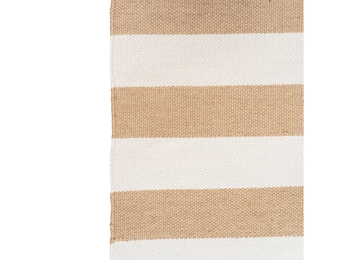 RUDY - Tapis 200x300cm PET Recyclé Rayé Beige et Blanc