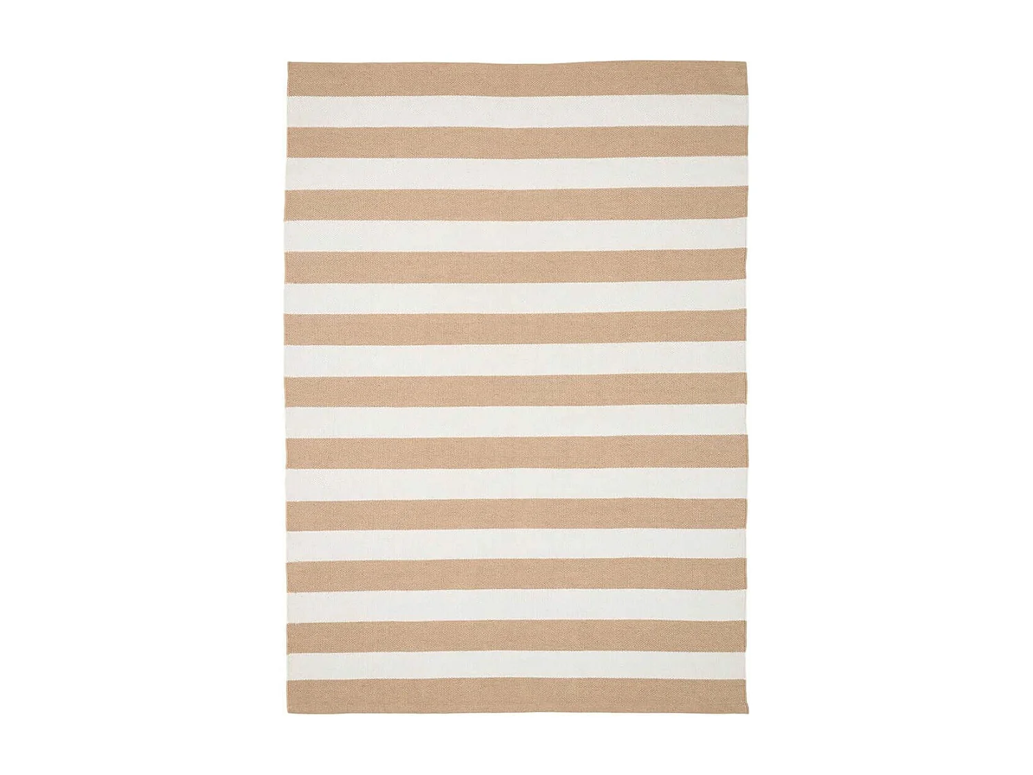 RUDY - Tapis 140x200cm PET Recyclé Rayé Beige et Blanc