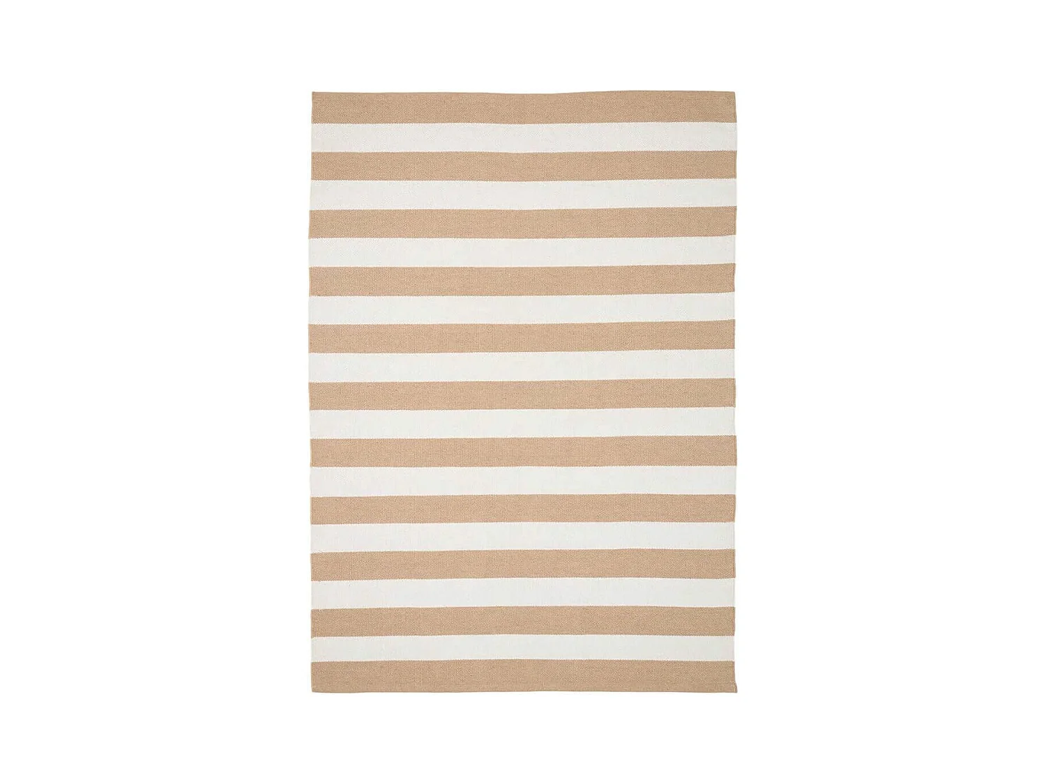 RUDY - Tapis 140x200cm PET Recyclé Rayé Beige et Blanc