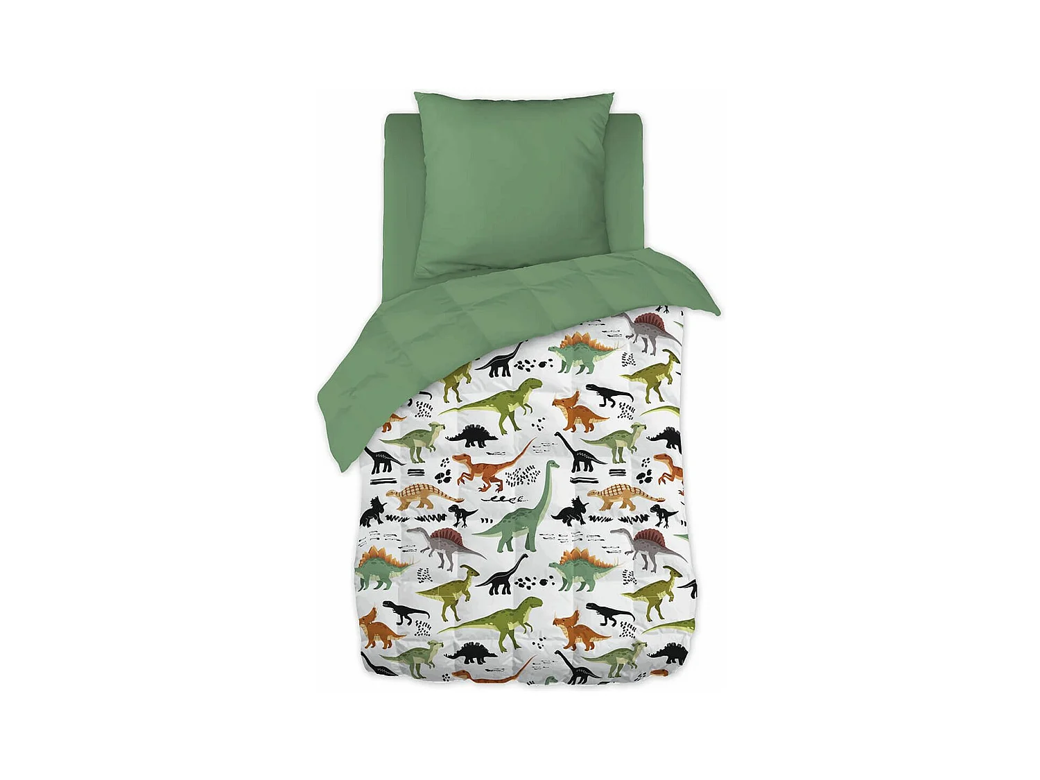 MEZO - Couette Imprimée Motifs Dinosaures 140x200 cm + 1 Taie d'oreiller 60x60 cm
