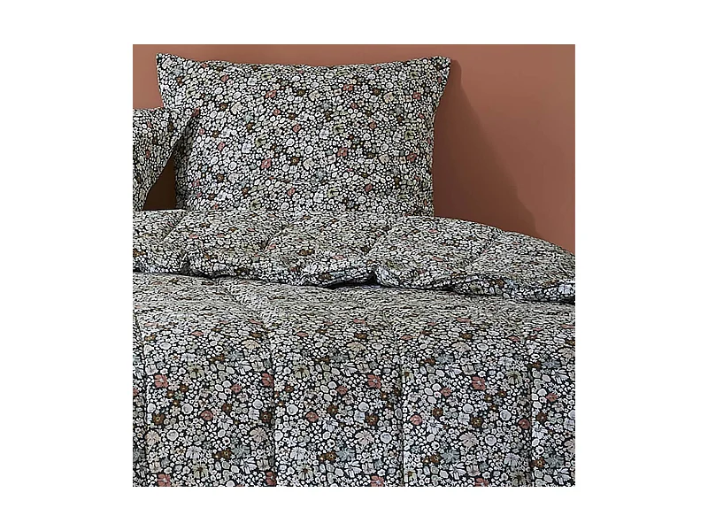 MEGAN - Couette Imprimée Fleurs 140x200 cm + 1 Taie d'oreiller 60x60 cm