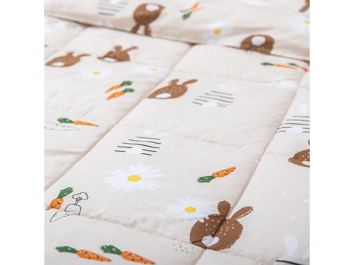 BUNN - Couette Imprimée Lapin 140x200 cm + 1 Taie d'oreiller 60x60 cm