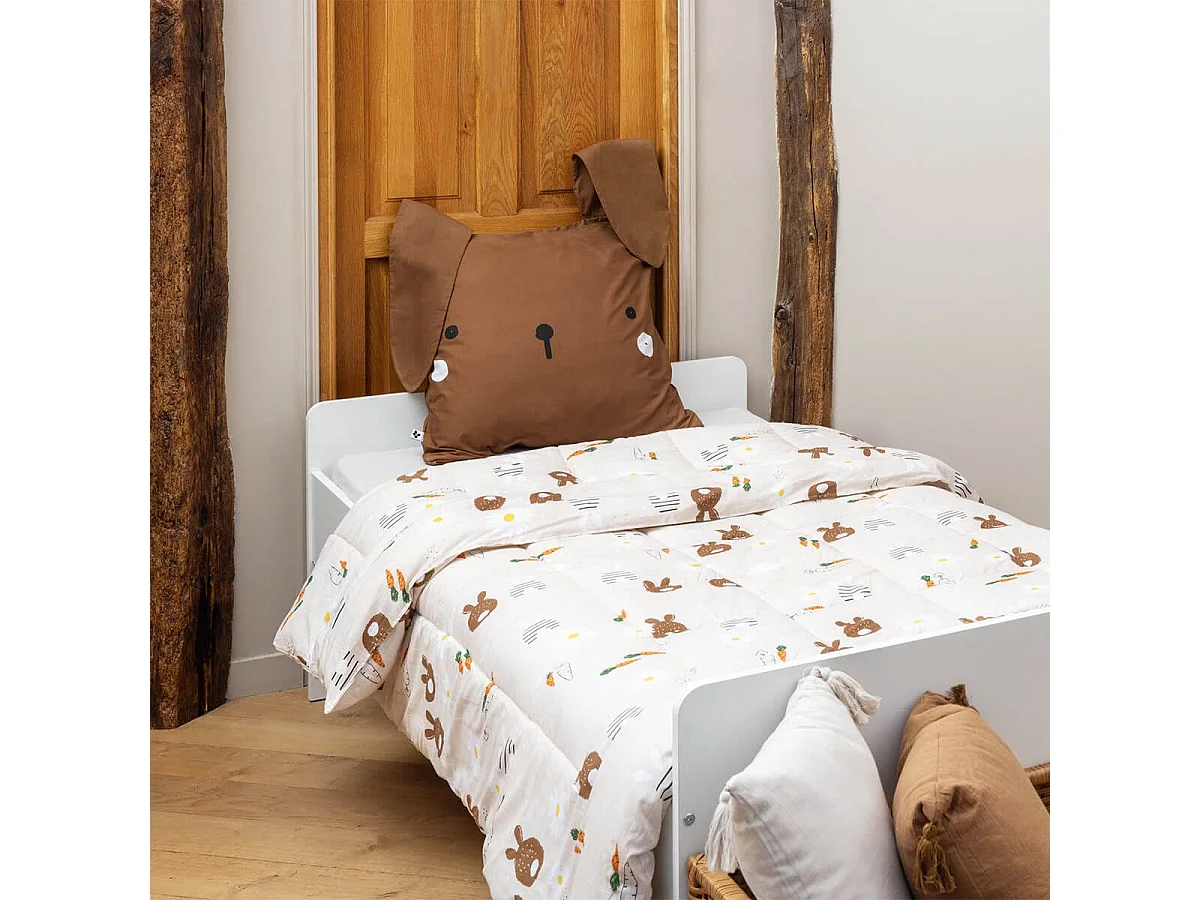 BUNN - Couette Imprimée Lapin 140x200 cm + 1 Taie d'oreiller 60x60 cm