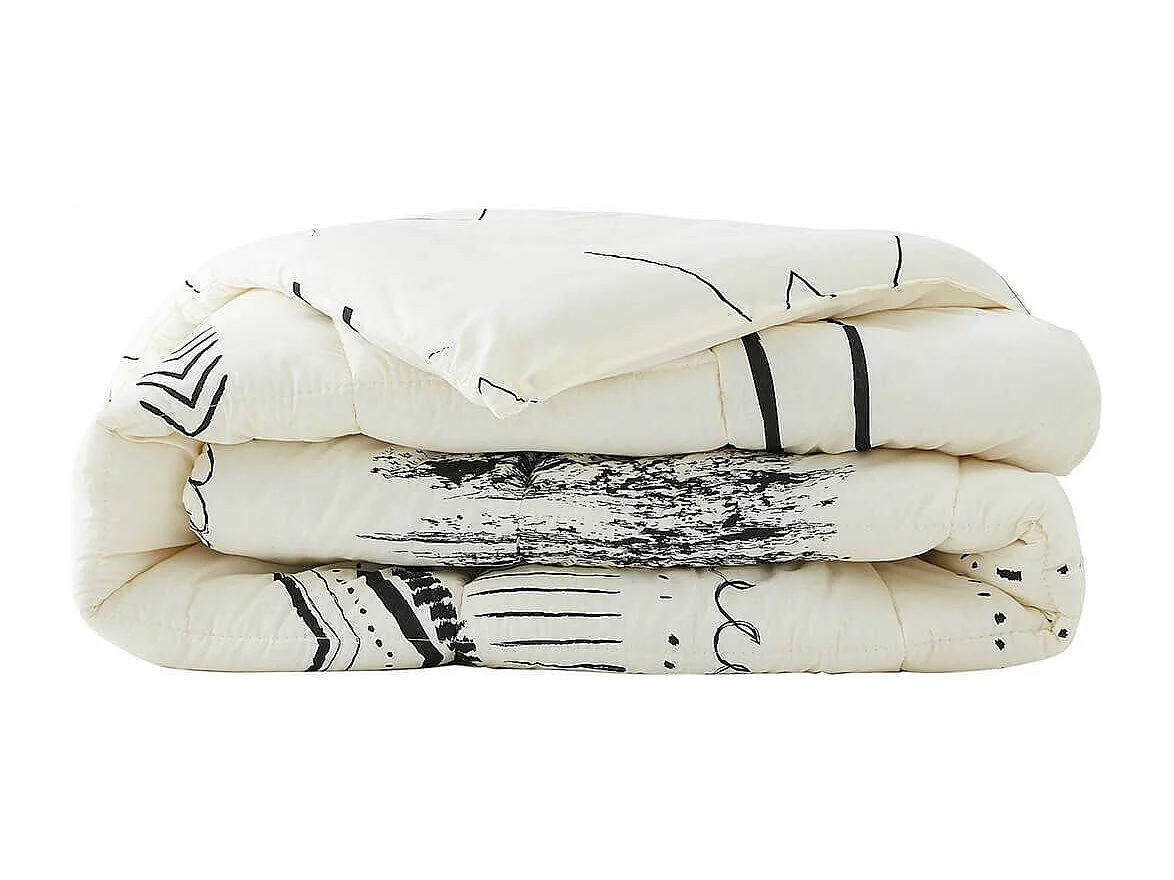 BELEM - Couette Imprimée Motifs Ethniques 140x200 cm + 1 Taie d'oreiller 60x60 cm