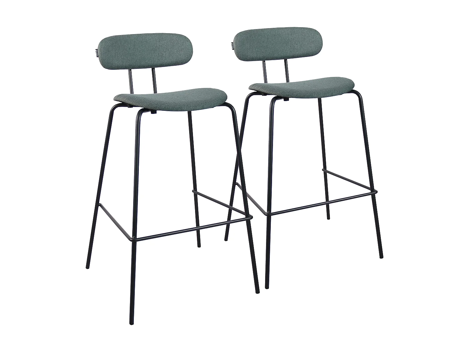 Lot de 2 chaises hautes en acier et bois vert foncé