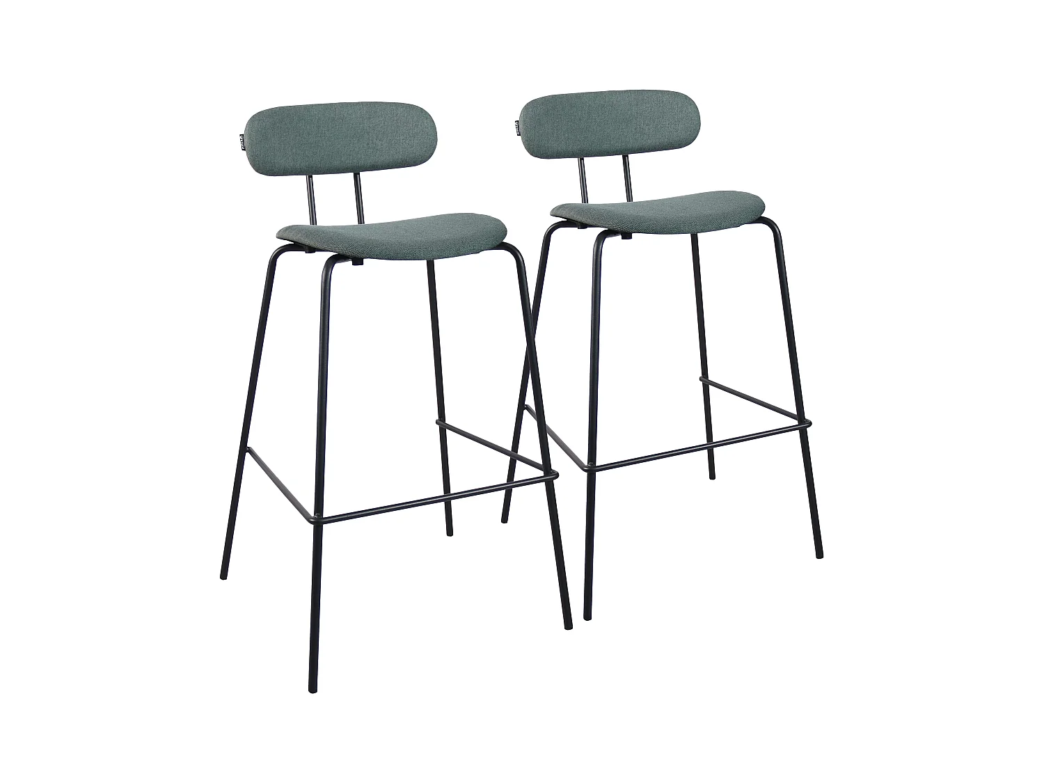 Lot de 2 chaises hautes en acier et bois vert foncé