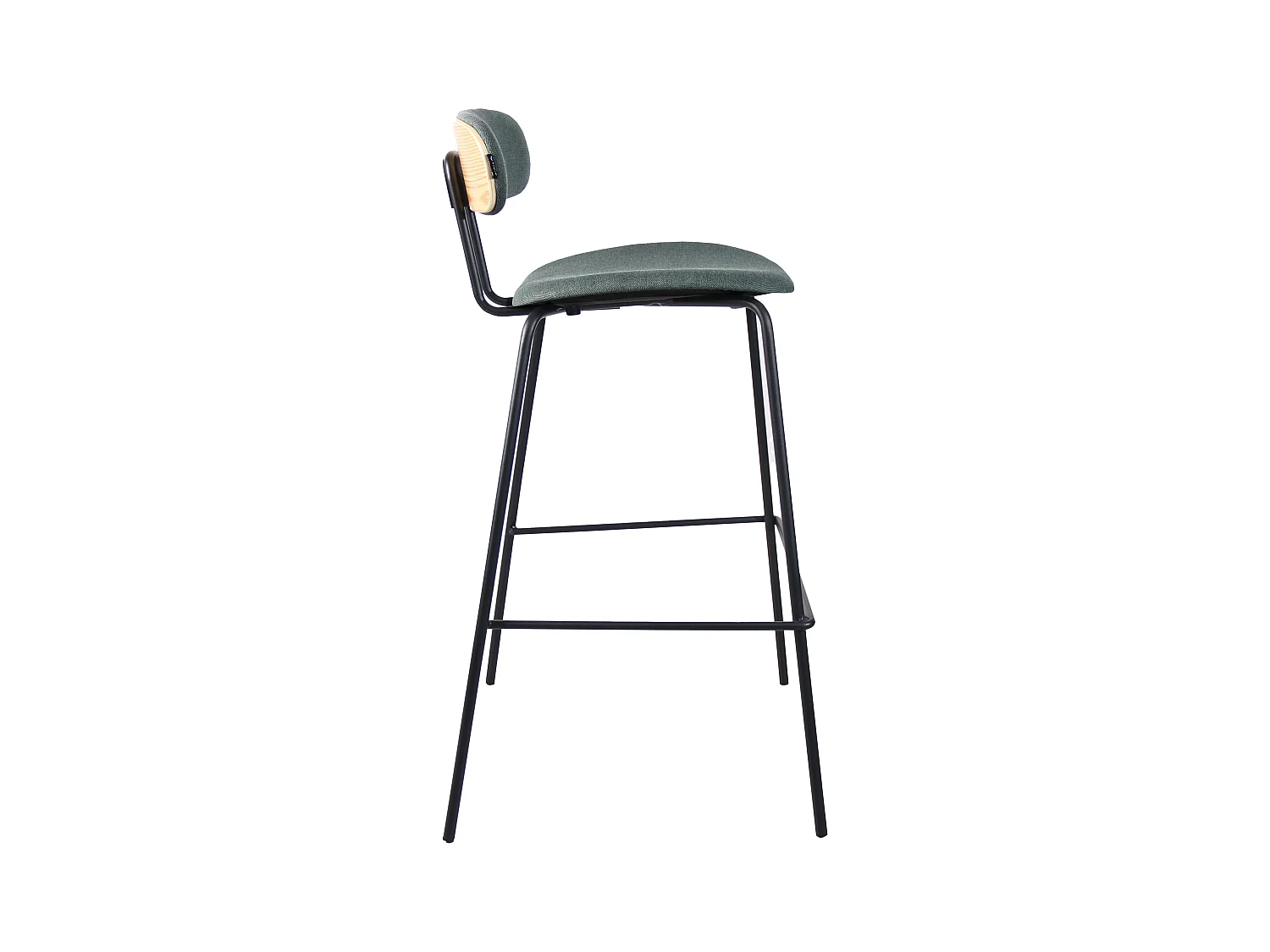 Lot de 2 chaises hautes en acier et bois vert foncé