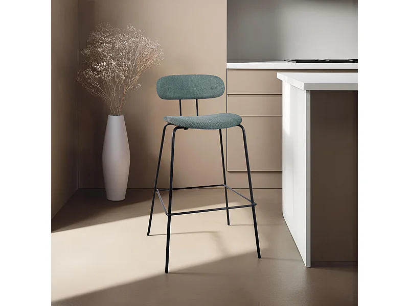 Lot de 2 chaises hautes en acier et bois vert foncé