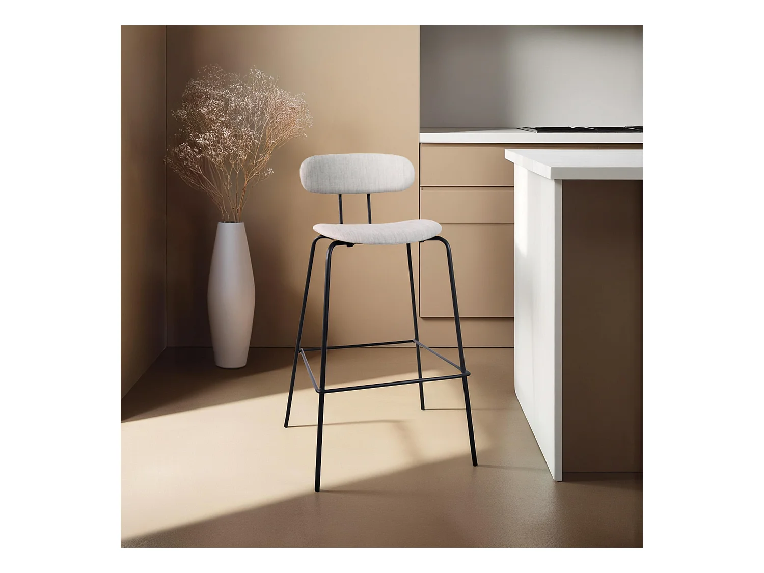 Lot de 2 chaises hautes en acier et bois gris