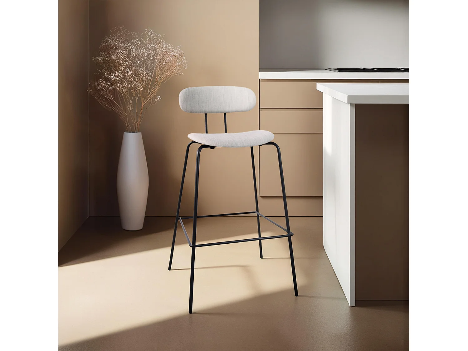 Lot de 2 chaises hautes en acier et bois gris