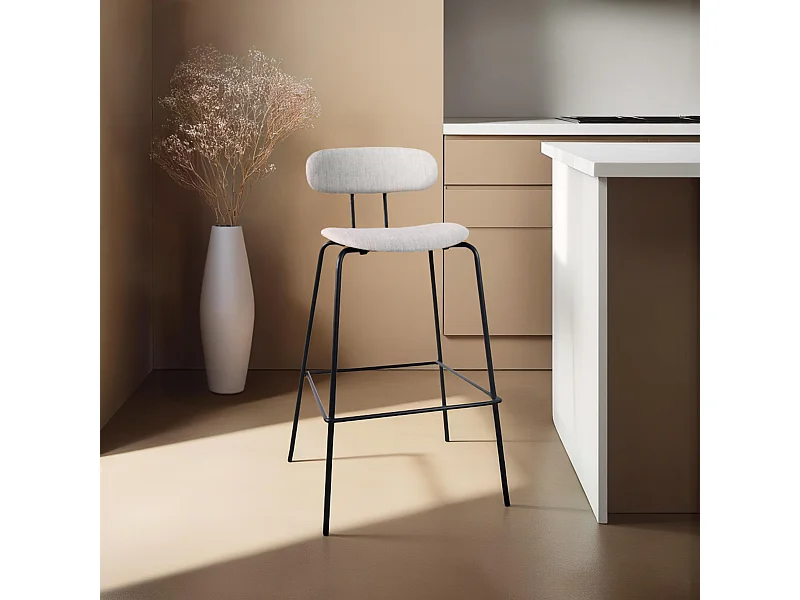 Set van 2 hoge stoelen in staal en grijs hout