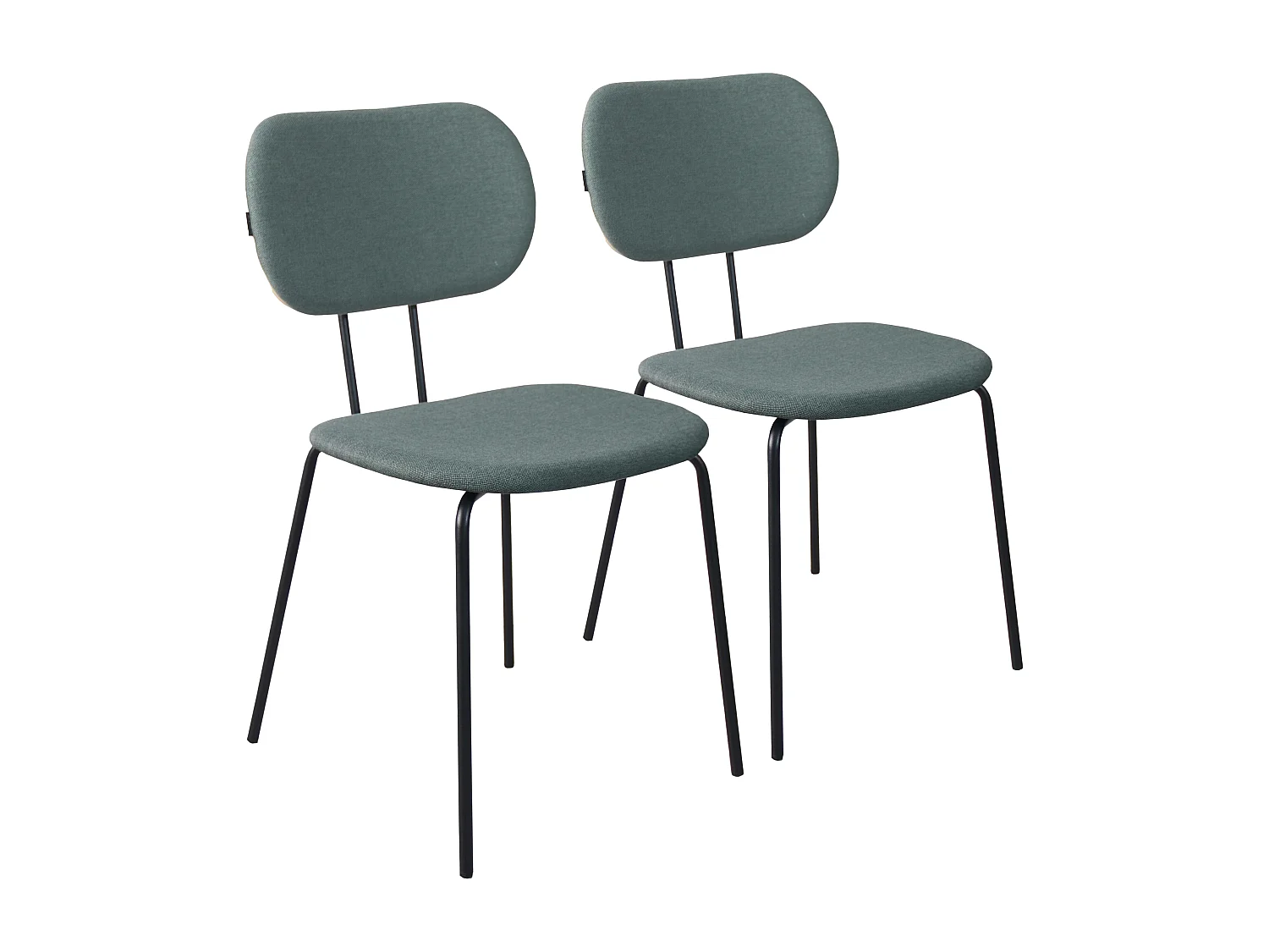 Lot de 2 chaises design en acier et bois vert foncé