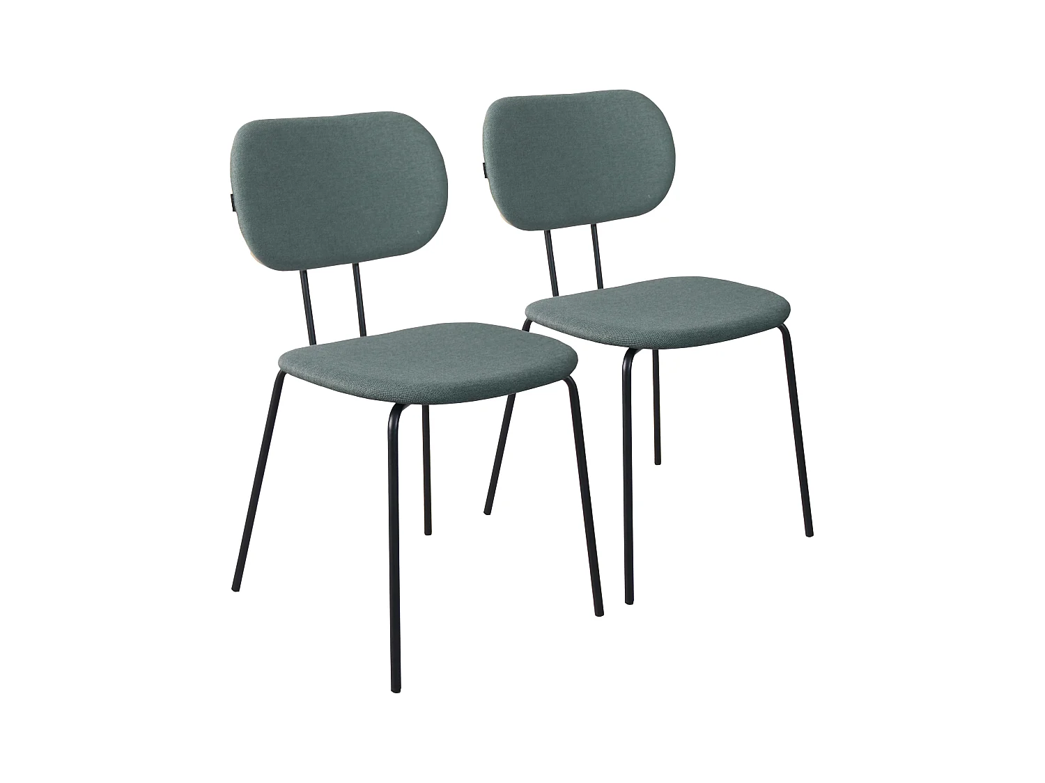 Lot de 2 chaises design en acier et bois vert foncé