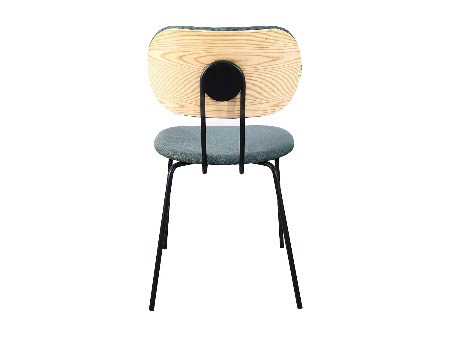 Set van 2 designstoelen in staal en donkergroen hout