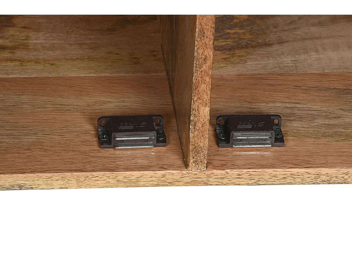 Meuble TV en bois de manguier coloris naturel, blanc - longueur 145 x profondeur 40 x Hauteur 60 cm