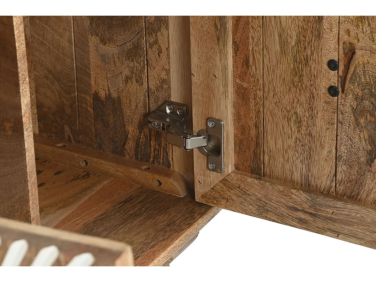 Meuble TV en bois de manguier coloris naturel, blanc - longueur 145 x profondeur 40 x Hauteur 60 cm