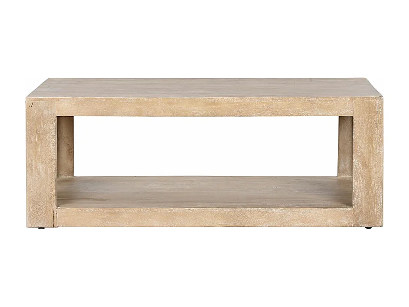 Table basse, table de salon en bois massif coloris naturel - longueur 120 x profondeur 58 x Hauteur 45 cm