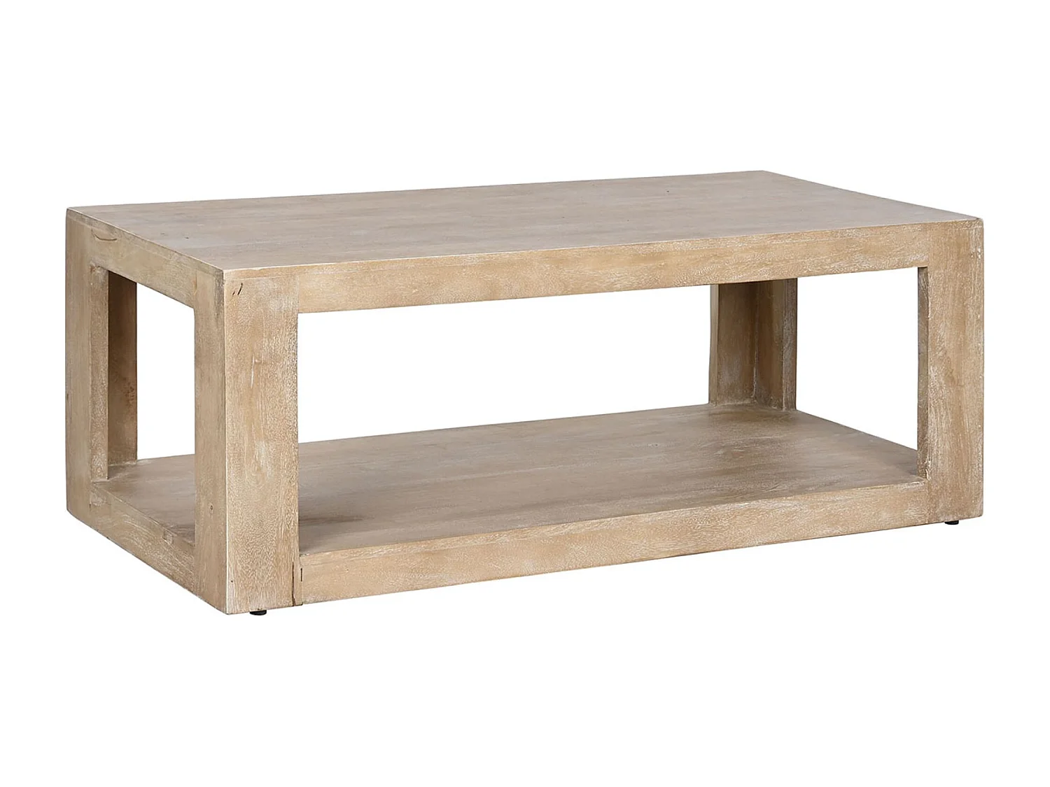 Table basse, table de salon en bois massif coloris naturel - longueur 120 x profondeur 58 x Hauteur 45 cm