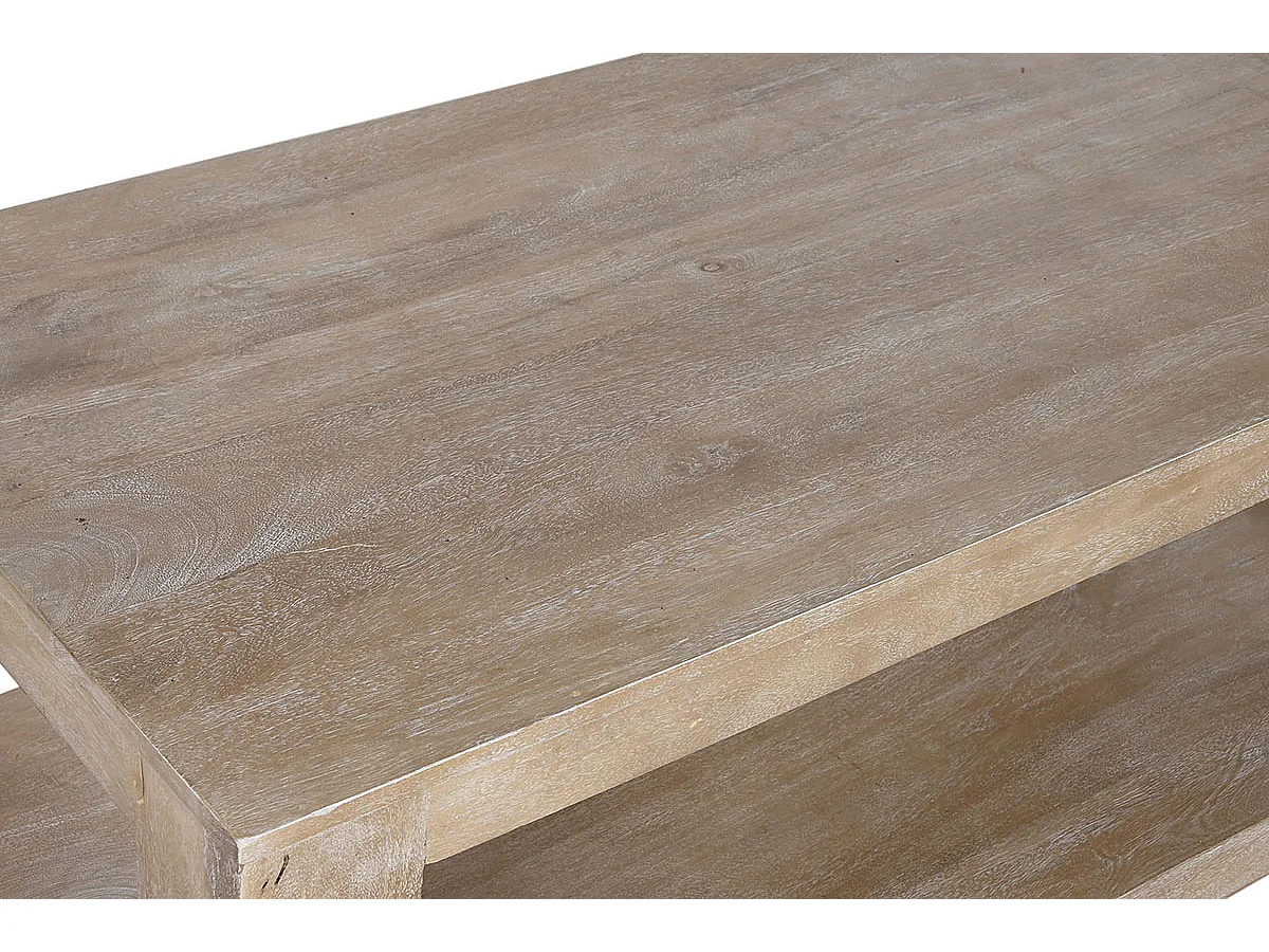 Table basse, table de salon en bois massif coloris naturel - longueur 120 x profondeur 58 x Hauteur 45 cm