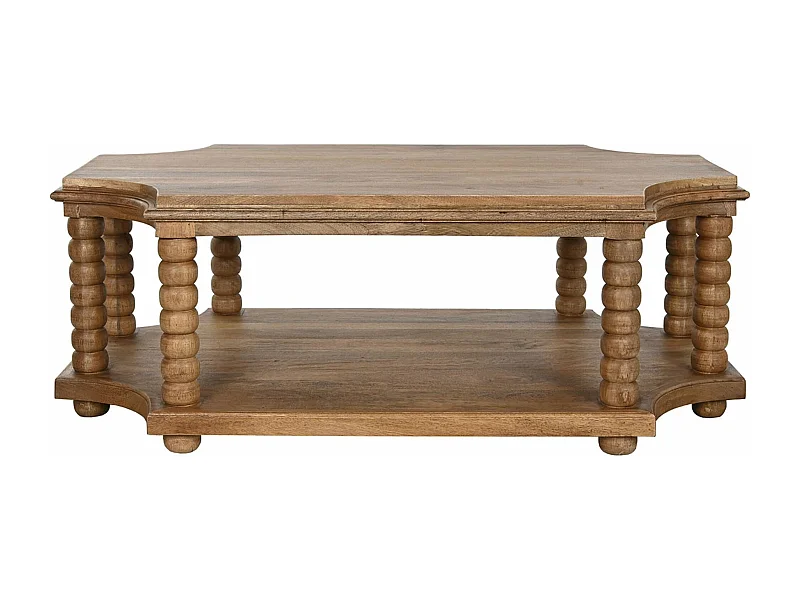 Table basse, table de salon en bois de manguier coloris naturel - longueur 131 x profondeur 80 x Hauteur 48 cm