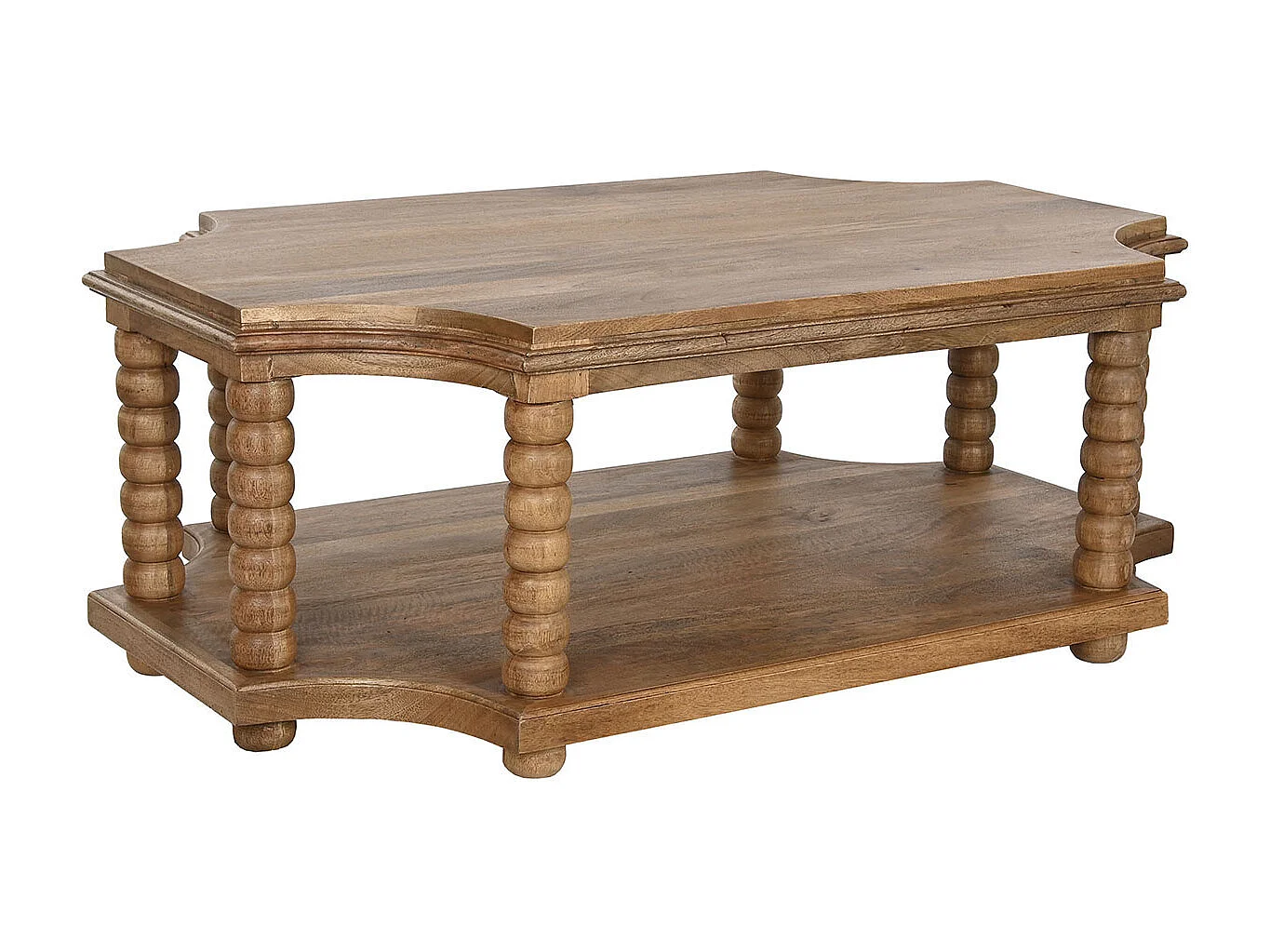 Table basse, table de salon en bois de manguier coloris naturel - longueur 131 x profondeur 80 x Hauteur 48 cm