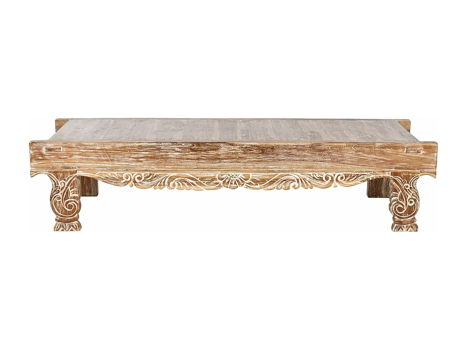 Table basse, table de salon en bois recyclé coloris Blanc, naturel - longueur 200 x profondeur 70 x Hauteur 45 cm