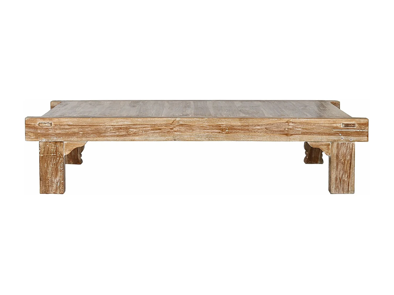Table basse, table de salon en bois recyclé coloris Blanc, naturel - longueur 200 x profondeur 70 x Hauteur 45 cm