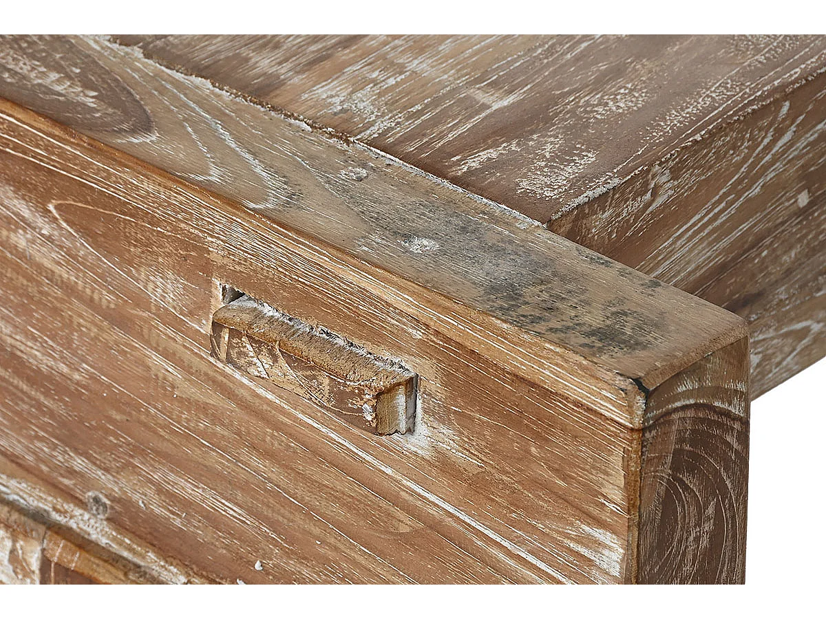 Table basse, table de salon en bois recyclé coloris Blanc, naturel - longueur 200 x profondeur 70 x Hauteur 45 cm