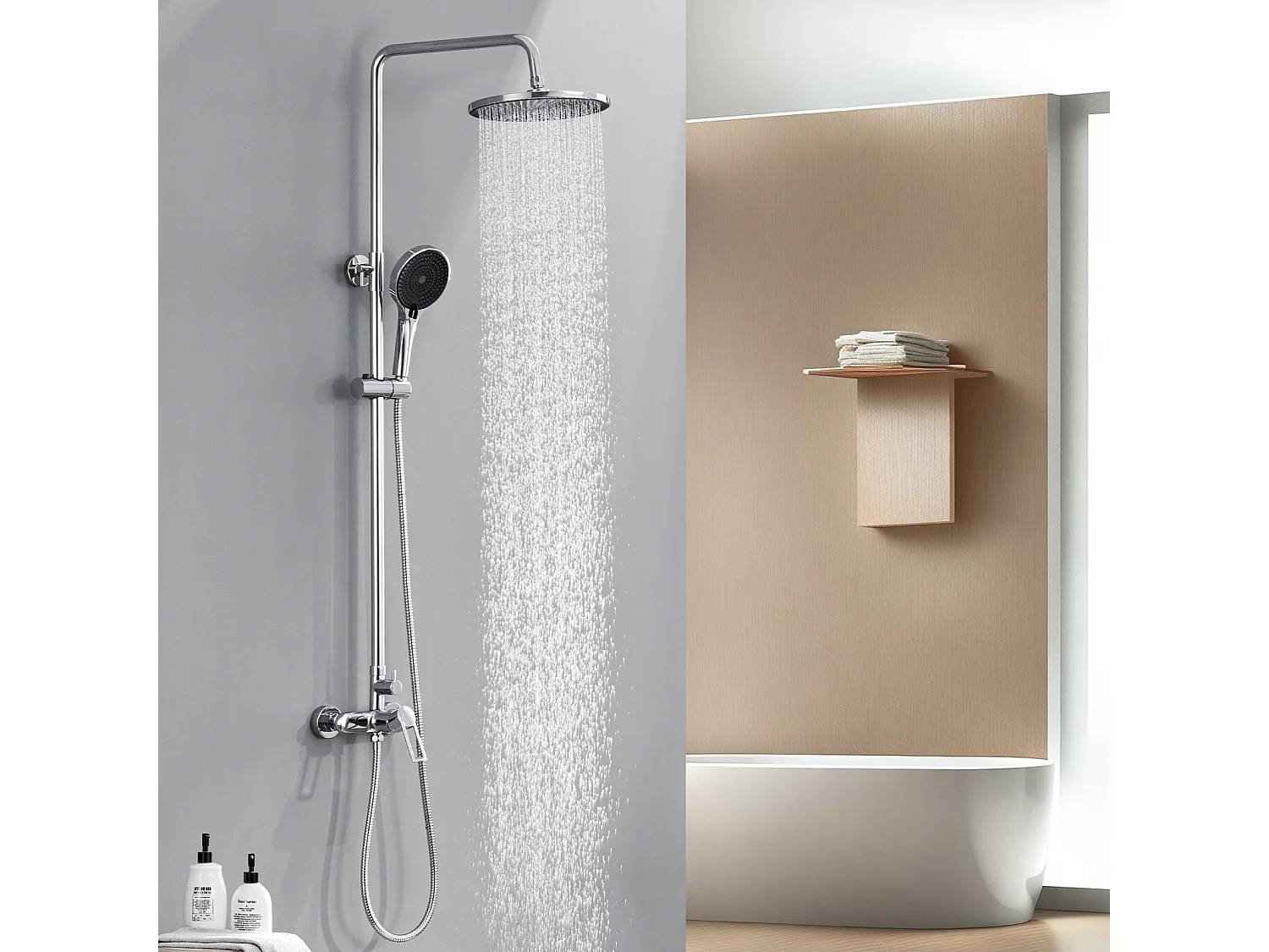 Colonne de Douche Chromé - Cecipa MAX Ensemble de Douche Hauteur Réglable - Colonne de Douche Mécanique avec Douchette + Pommeau de Douche à Pluie