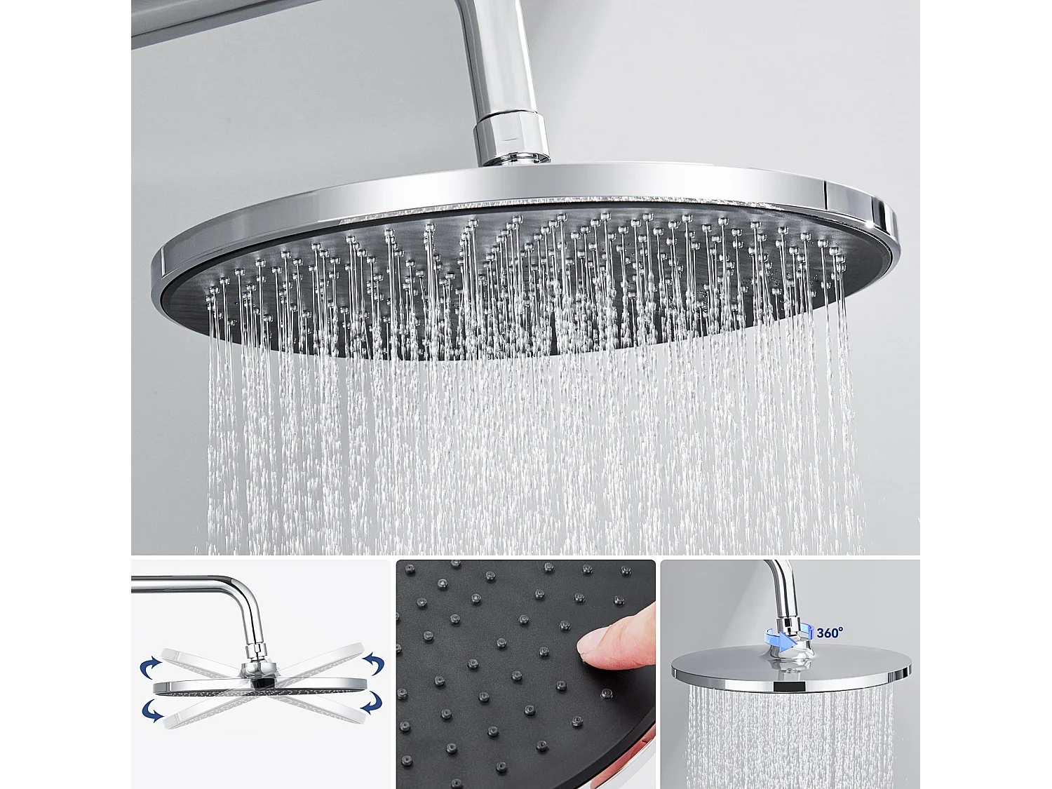 Colonne de Douche Chromé - Cecipa MAX Ensemble de Douche Hauteur Réglable - Colonne de Douche Mécanique avec Douchette + Pommeau de Douche à Pluie