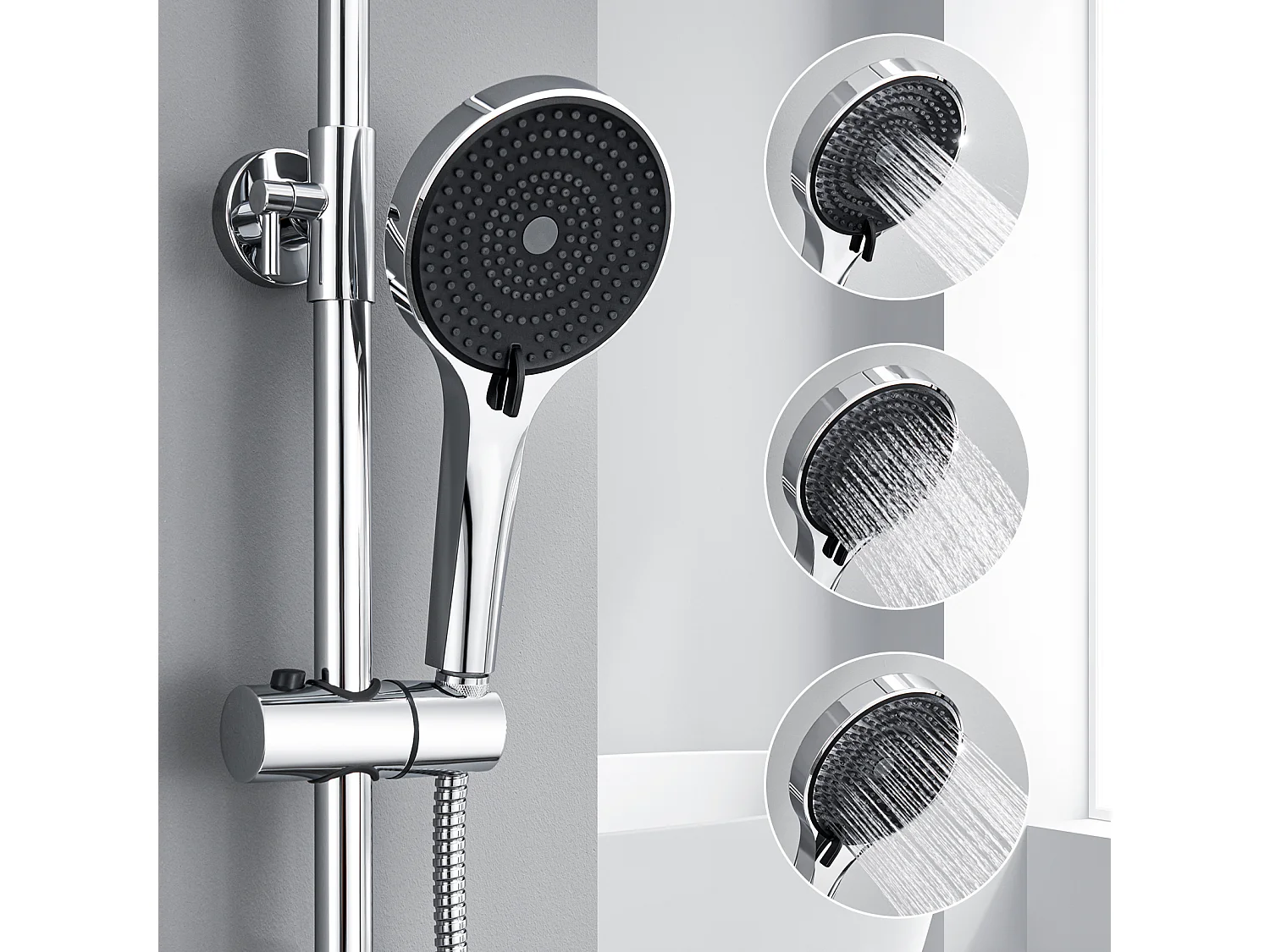 Colonne de Douche Chromé - Cecipa MAX Ensemble de Douche Hauteur Réglable - Colonne de Douche Mécanique avec Douchette + Pommeau de Douche à Pluie