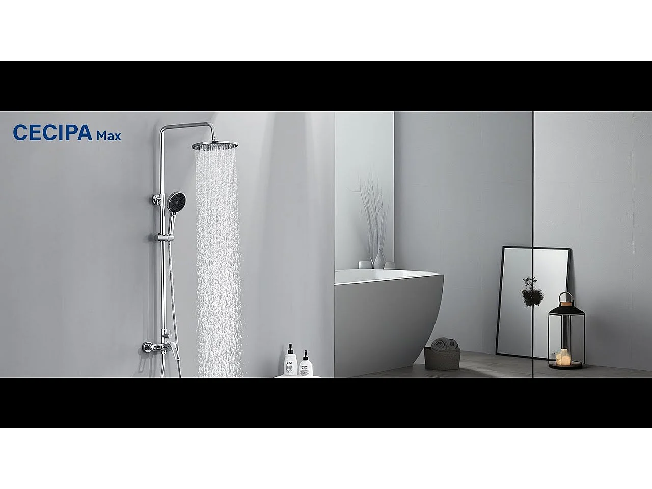 Colonne de Douche Chromé - Cecipa MAX Ensemble de Douche Hauteur Réglable - Colonne de Douche Mécanique avec Douchette + Pommeau de Douche à Pluie