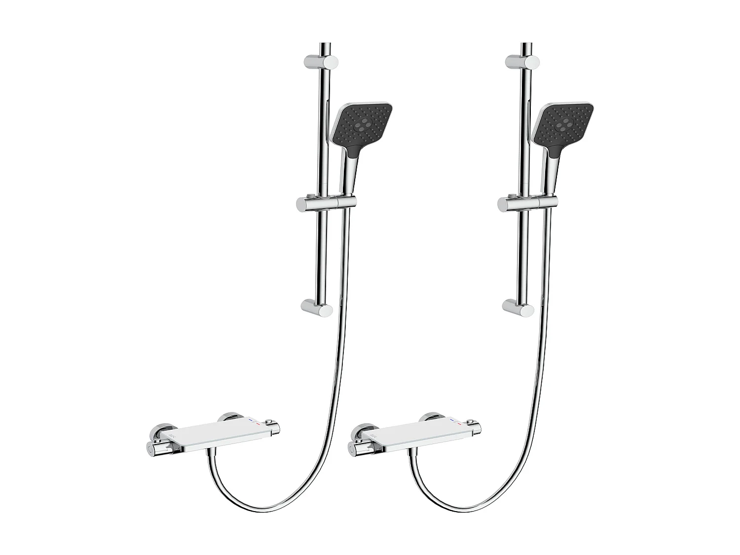 2PCS Lonheo max Élégant Ensemble de Douche avec Etagère et Douchette à Main 3 Fonctions, Chromé Colonne de Douche Thermostatique avec 38°C Mitigeur