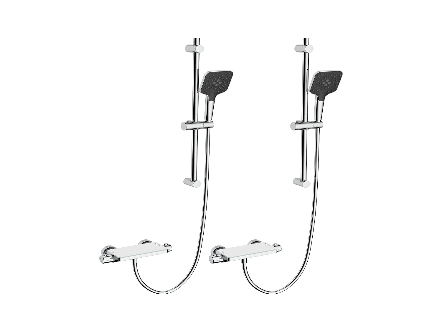 2PCS Lonheo max Élégant Ensemble de Douche avec Etagère et Douchette à Main 3 Fonctions, Chromé Colonne de Douche Thermostatique avec 38°C Mitigeur