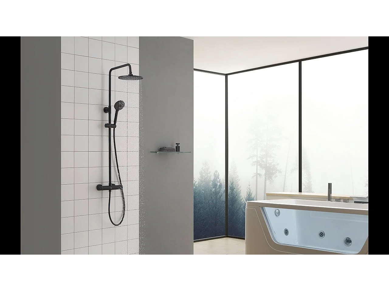 Cecipa max Noir Colonne de Douche Thermostatique avec Mitigeur Ensemble de Douche Hauteur Réglable Système Mitigeur Thermostatique Douche,EU Modèle