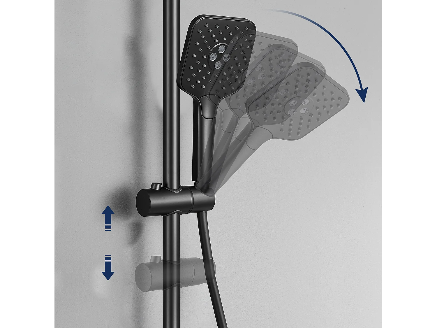 Lonheo max Columna de ducha 38°C termostática negra + estantes de cristal templado + teleducha 3 tipos de chorros
